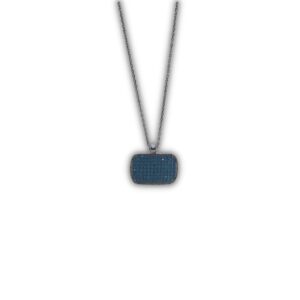 Conjunto de Corrente em prata com banho de Ródio com pedrinhas Azul bebê