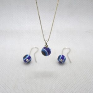 Conjunto de Olho Grego em prata 0950.