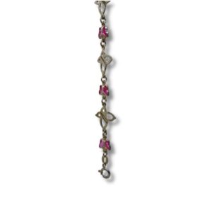 Pulseira de Borboletas rosa em prata