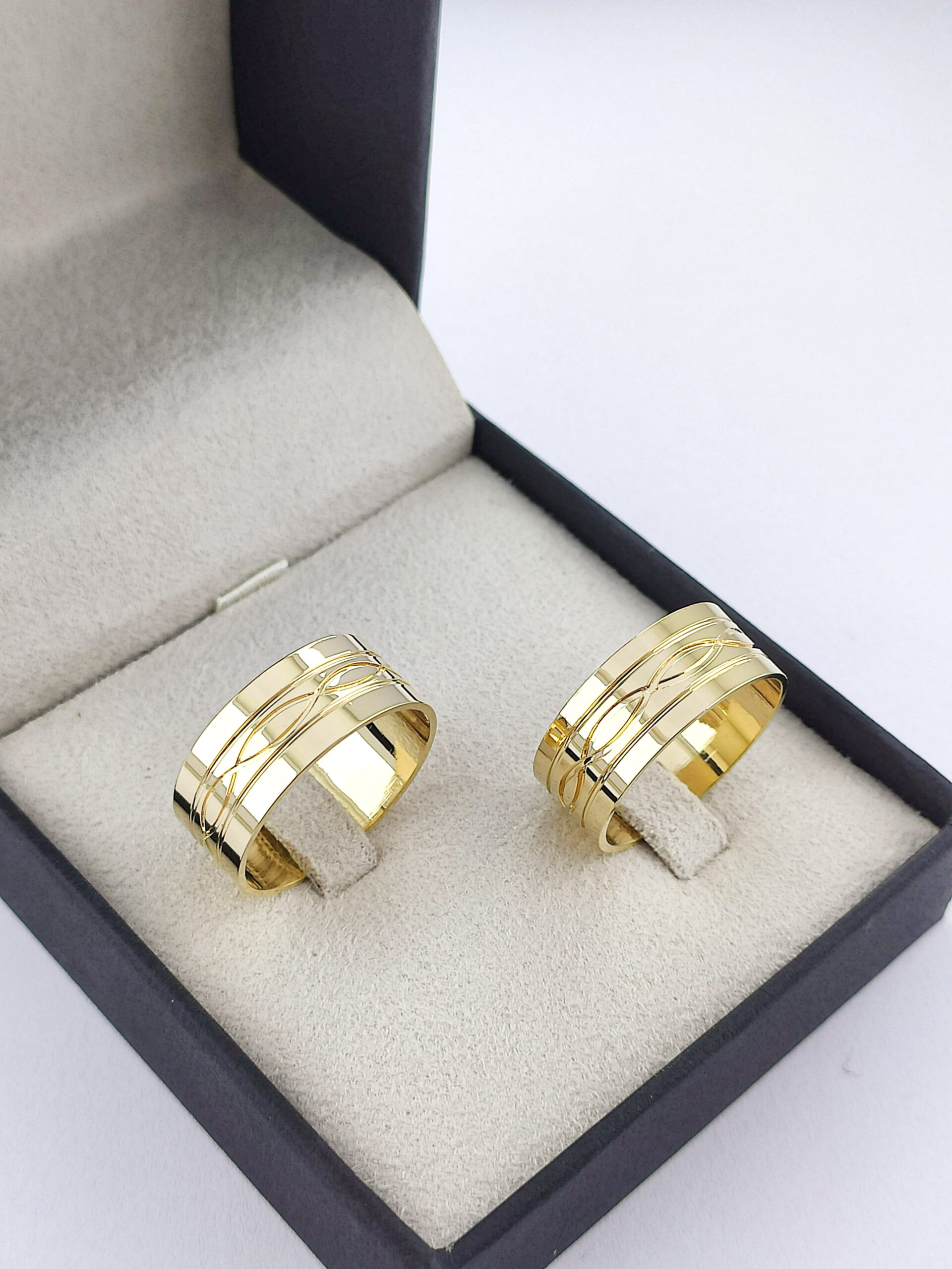 Par de Alianças Reta com detalhes 8mm AL163 - Imagem 2