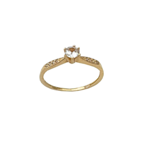 Solitario em Ouro 18k com zirconias e detalhes laterais AN 003