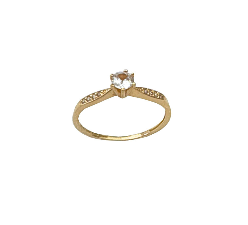 Solitario em Ouro 18k com zirconias e detalhes laterais AN 003