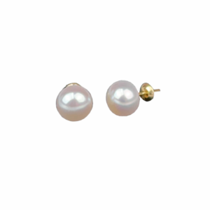 Brincos Pérola botão 6mm Ouro 18k BR008