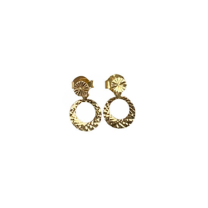 Brincos detalhados pendurados Ouro 18k BR 011