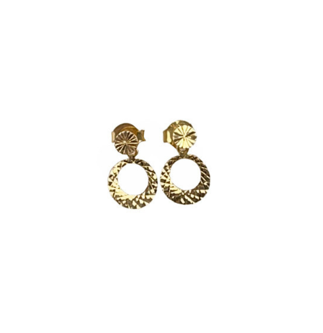 Brincos detalhados pendurados Ouro 18k BR 011