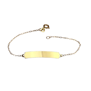 Pulseira Infantil chapinha para gravar o nome Tradicional Ouro 18k