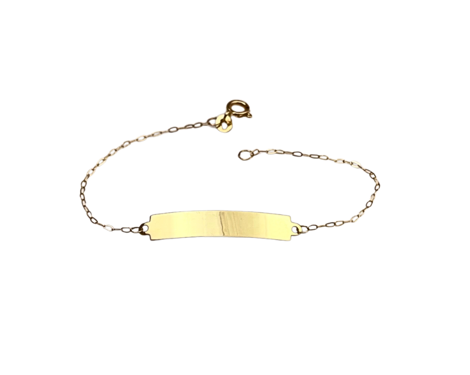 Pulseira Infantil chapinha para gravar o nome Tradicional Ouro 18k