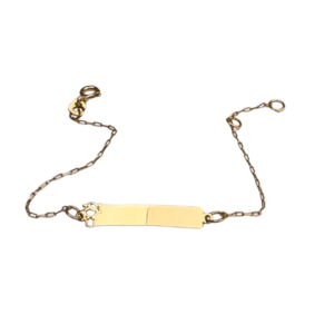 Pulseira Infantil chapinha com menina para gravar o nome Ouro 18k PU 003