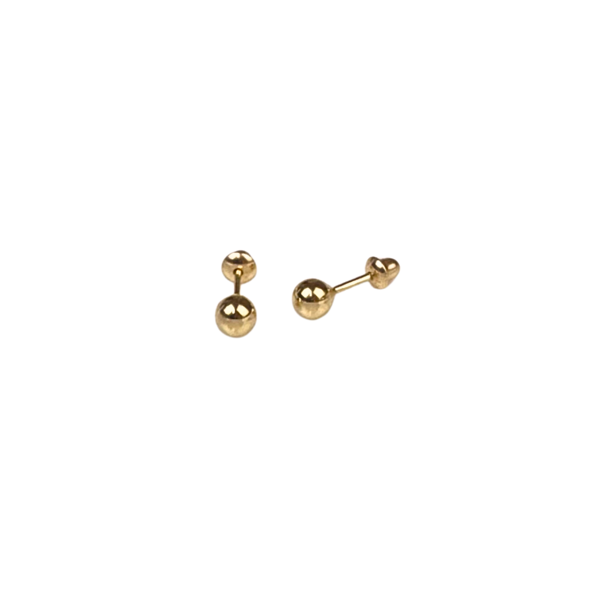 Brinco bolinha segundo furo ou bebê 4mm Ouro 18k BR002