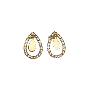 Brincos gota detalhada Ouro 18k BR010
