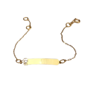 Pulseira Infantil Chapinha com menino para gravar o nome Ouro 18k Pu 002