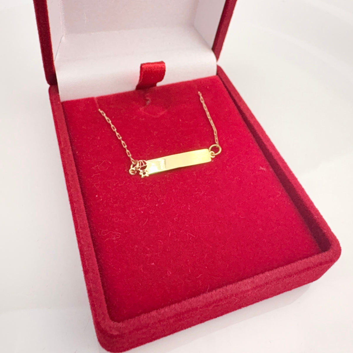 Pulseira Infantil Chapinha com menino para gravar o nome Ouro 18k Pu 002 - Imagem 2